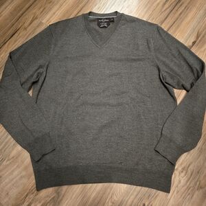 Black Brown 1826 Taupe Merino Wool V-Neck Sweater